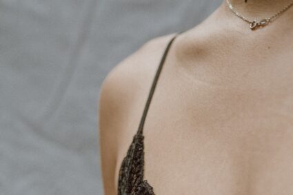 woman in black lace brassiere